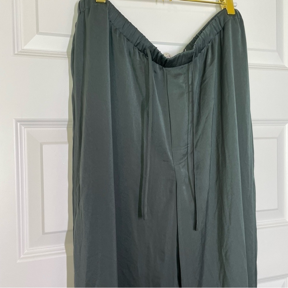 Vince Satin Drawstring Wide Leg Lounge Pants Grey Women’s Size XL - Picture 2 of 12